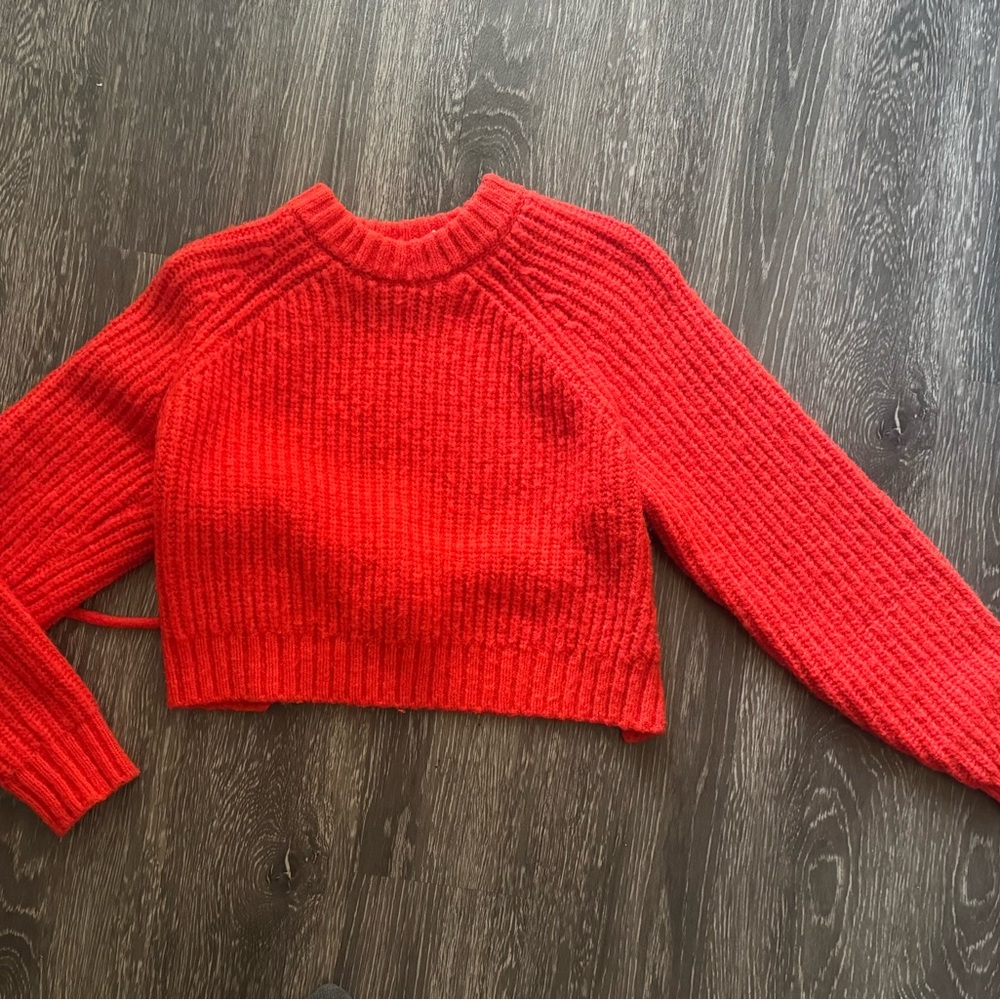 Red Ribbed Women's Sweater